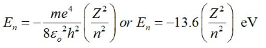 Total energy of Electron in Bohr’s Stationary Orbits: