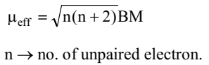 Magnetic Properties of d-block elements