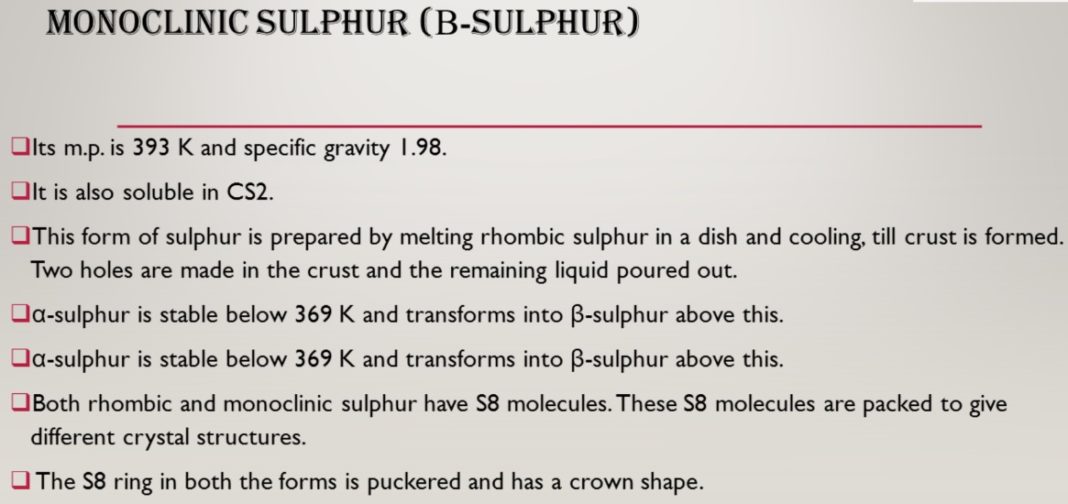 Sulphur Types, Preparation, Properties and Uses