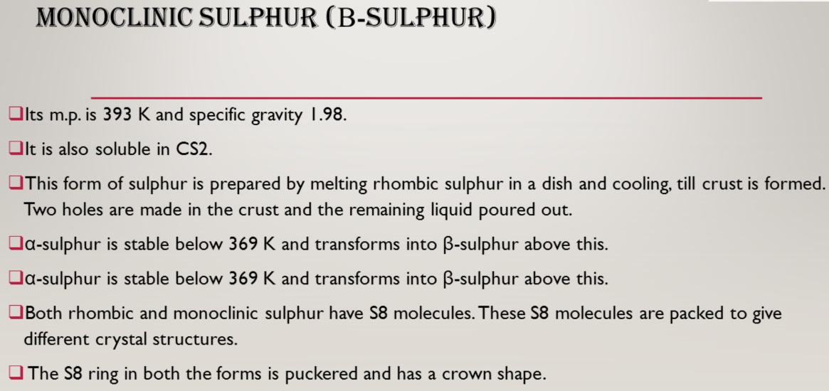 Monoclinic Sulphur