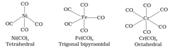 Structure of some important metal carbonyls