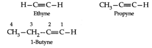 Nomenclature of alkynes