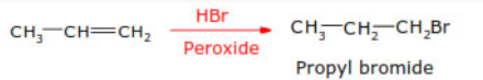 Peroxide effect or Kharasch (Anti Markownikoff’s addition):